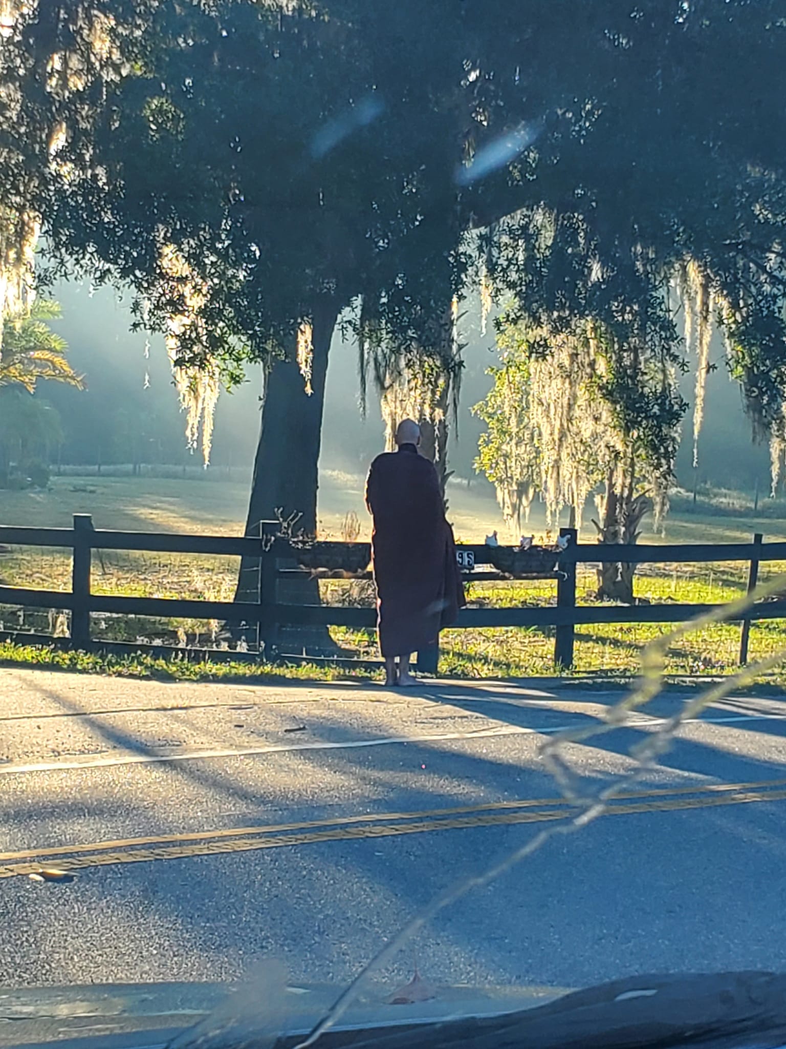 Monks on alms round