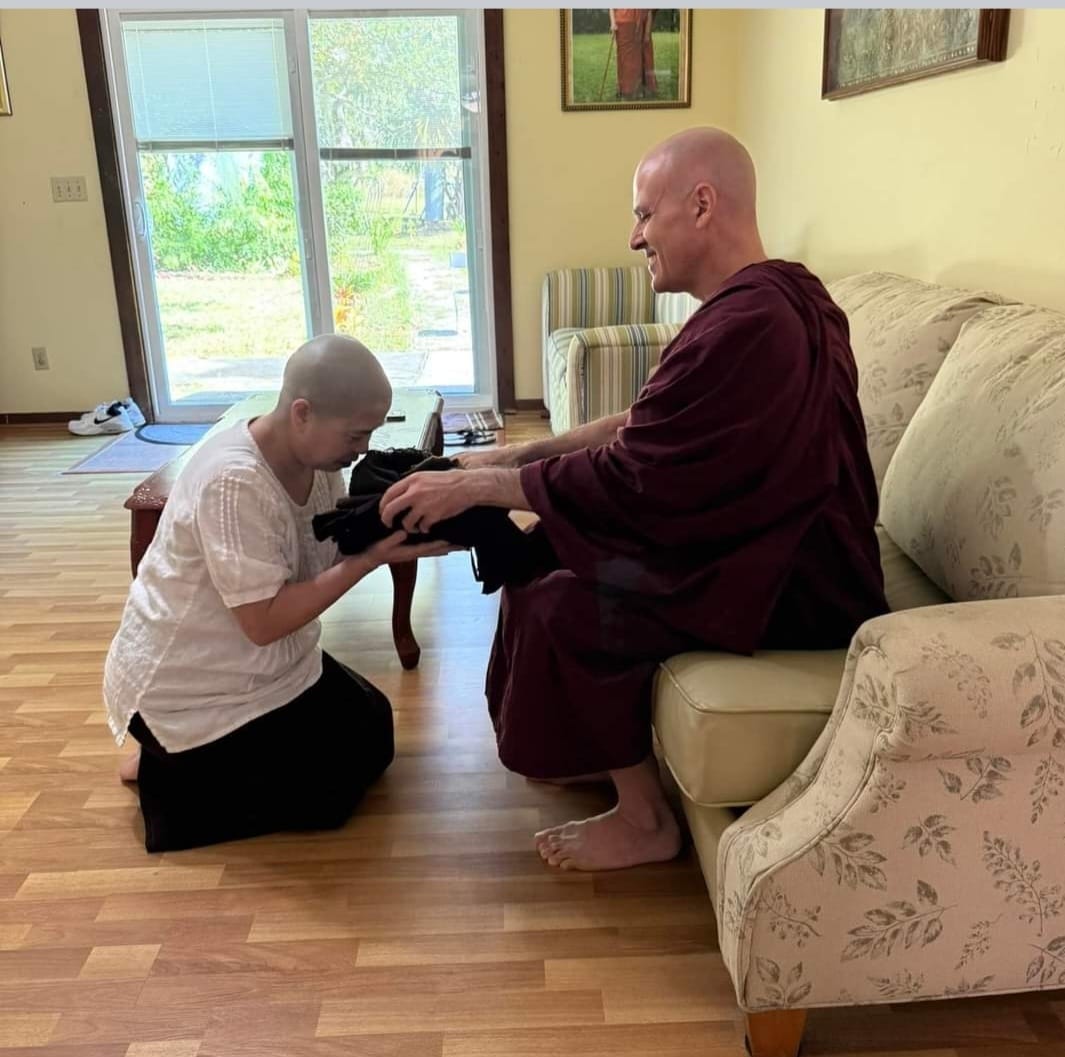 Sayalay Dhammarati receiving her robes